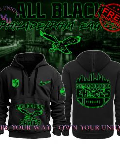 Philadelphia Eagles Back In Black 2025 Limited Edition Quarter Zip Hoodie