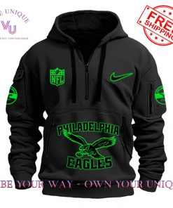 Philadelphia Eagles Back In Black 2025 Limited Edition Quarter Zip Hoodie