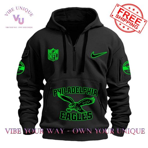 Philadelphia Eagles Back In Black 2025 Limited Edition Quarter Zip Hoodie