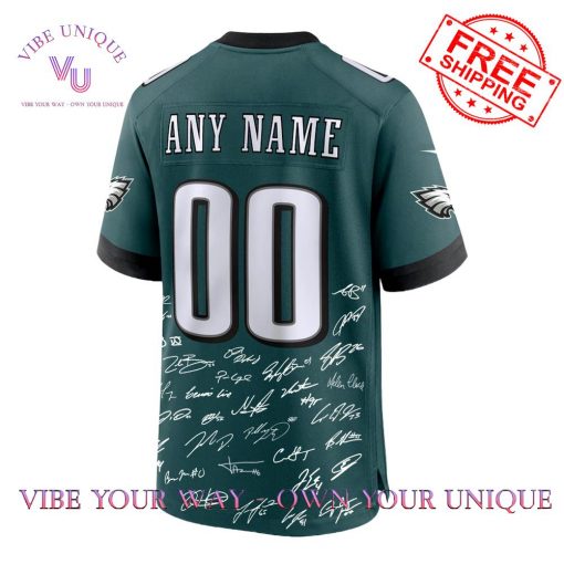 Philadelphia Eagles Champions Super Bowl 2025 Signature Custome Name Limited Edition Jersey