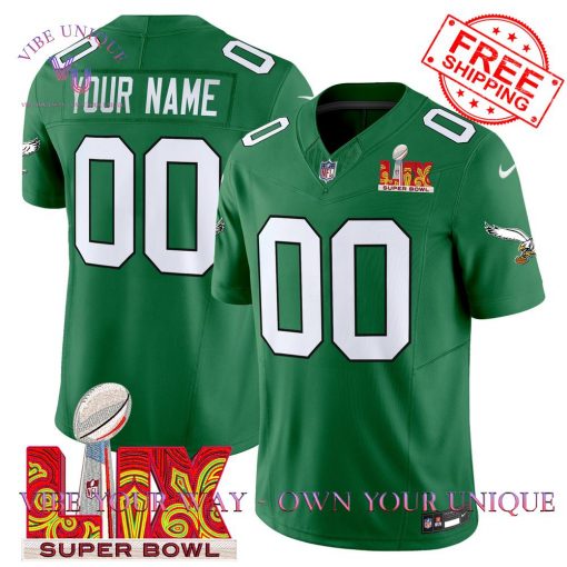 Philadelphia Eagles Kelly Green Super Bowl LIX 2025 Premium Special Edition Custom Football Jersey