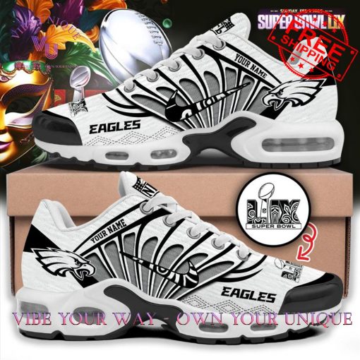 Philadelphia Eagles Super Bowl 2025 Premium Special Edition Black And White Air Max Plus