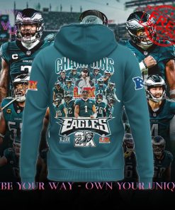 Philadelphia Eagles Super Bowl LIX 2025 2X Champions Limited Edition Hoodie