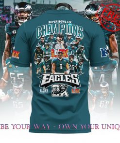 Philadelphia Eagles Super Bowl LIX 2025 2X Champions Limited Edition TShirt