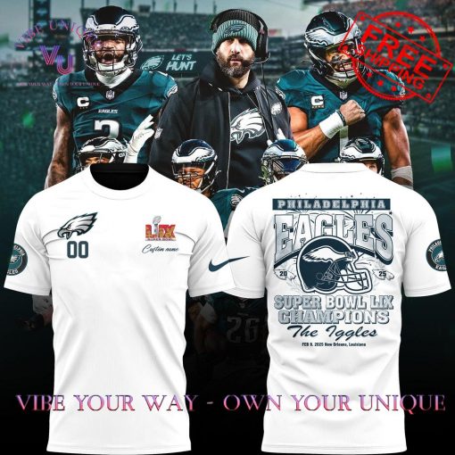 Philadelphia Eagles Super Bowl LIX 2025 Champions Custom Name Limited Edition T-Shirt