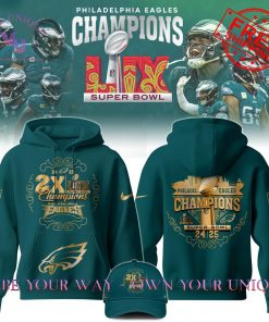 Philadelphia Eagles Super Bowl LIX 2X Champions Limited Edition Midnight Green Hoodie