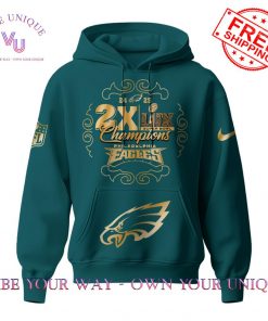 Philadelphia Eagles Super Bowl LIX 2X Champions Limited Edition Midnight Green Hoodie