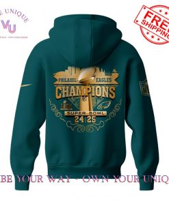 Philadelphia Eagles Super Bowl LIX 2X Champions Limited Edition Midnight Green Hoodie 3