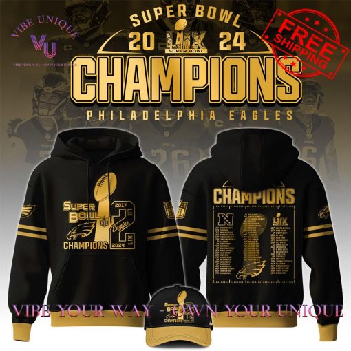 Philadelphia Eagles Super Bowl LIX Champions Golden Limited Edition Hoodie