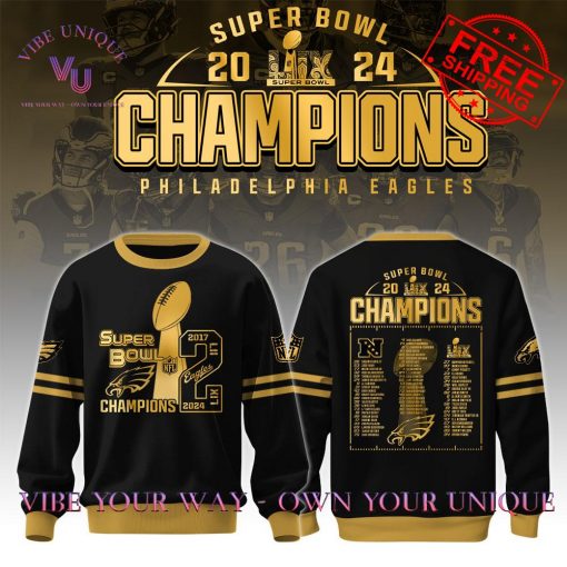 Philadelphia Eagles Super Bowl LIX Champions Golden Limited Edition Sweatshirt