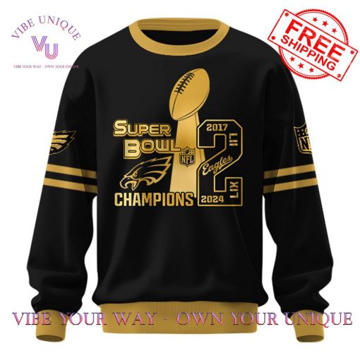 Philadelphia Eagles Super Bowl LIX Champions Golden Limited Edition Sweatshirt