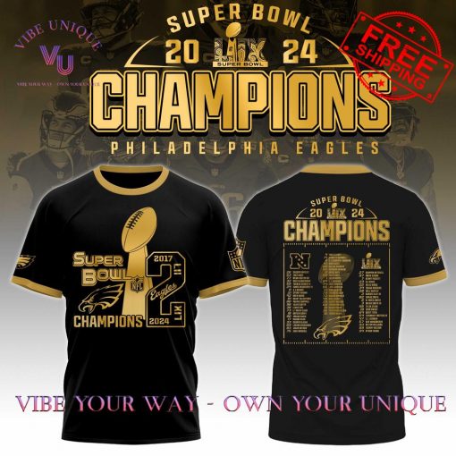 Philadelphia Eagles Super Bowl LIX Champions Golden Limited Edition T-Shirt