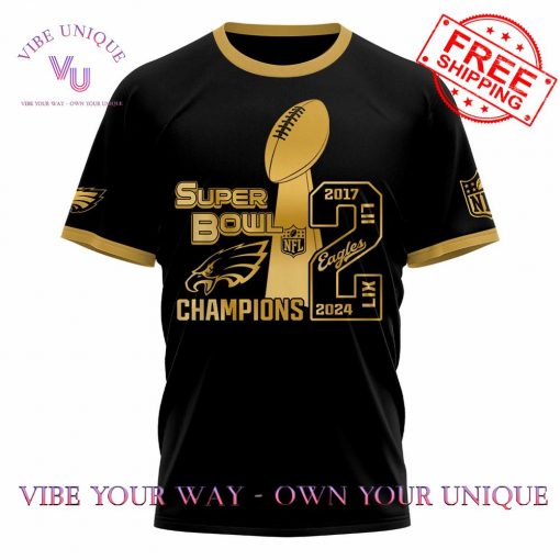 Philadelphia Eagles Super Bowl LIX Champions Golden Limited Edition T-Shirt