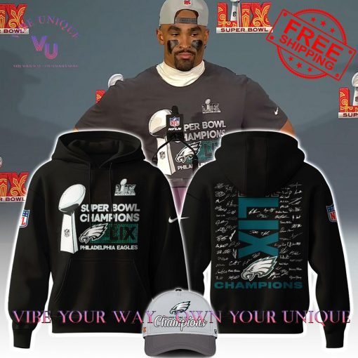 Philadelphia Eagles Super Bowl LIX Champions Signature Room Trophy Black Hoodie