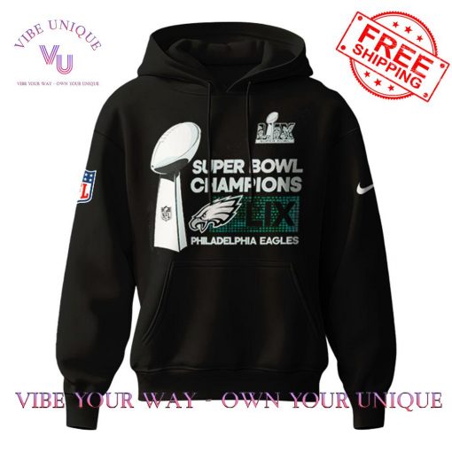 Philadelphia Eagles Super Bowl LIX Champions Signature Room Trophy Black Hoodie