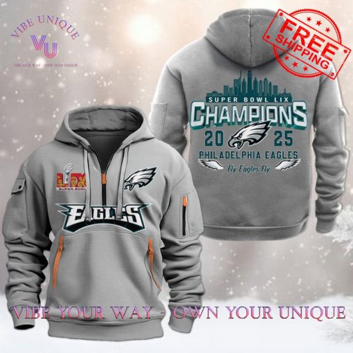 Philadelphia Eagles Super Bowl LIX Fly Eagles Fly Limited Edition Multicolor Quarter Zip Hoodie