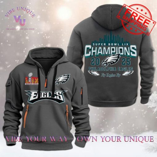 Philadelphia Eagles Super Bowl LIX Fly Eagles Fly Limited Edition Multicolor Quarter Zip Hoodie