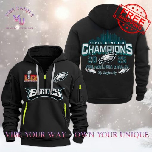 Philadelphia Eagles Super Bowl LIX Fly Eagles Fly Limited Edition Multicolor Quarter Zip Hoodie