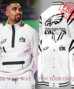 Philadelphia Eagles Super Bowl Premium Special Edition White Baseball Jacket