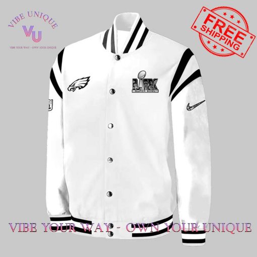 Philadelphia Eagles Super Bowl Premium Special Edition White Baseball Jacket