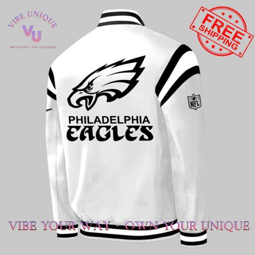 Philadelphia Eagles Super Bowl Premium Special Edition White Baseball Jacket