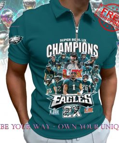 Philadelphia Eagles Super Bowl LIX 2025 2X Champions Limited Edition Polo