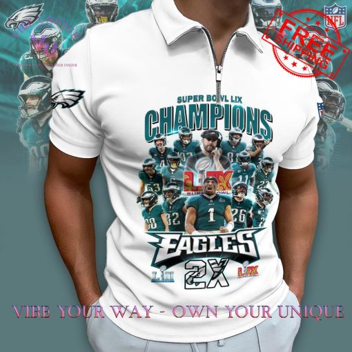 Philadelphia Eagles Super Bowl LIX 2025 2X Champions Limited Edition Polo