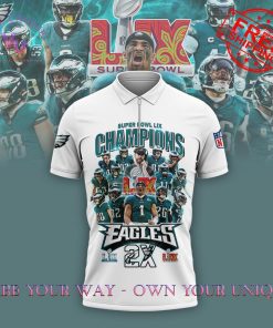 Philadelphia Eagles Super Bowl LIX 2025 2X Champions Limited Edition Polo