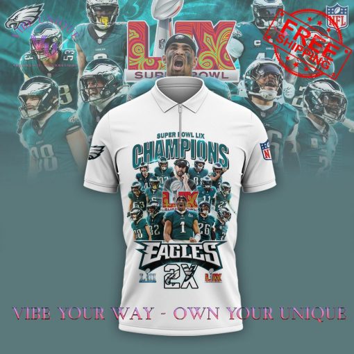 Philadelphia Eagles Super Bowl LIX 2025 2X Champions Limited Edition Polo