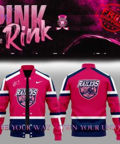 Pink In The Rink Worcester Railers Signed Anthony Repaci Limited Edition Baseball Jacket