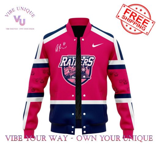 Pink In The Rink Worcester Railers Signed Anthony Repaci Limited Edition Baseball Jacket