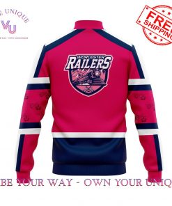 Pink In The Rink Worcester Railers Signed Anthony Repaci Limited Edition Baseball Jacket 3