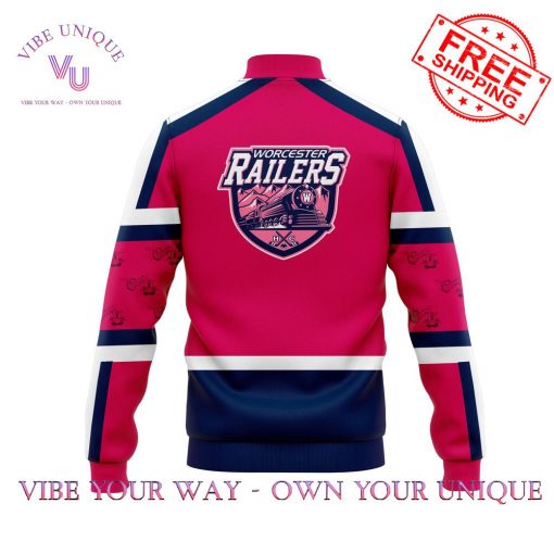 Pink In The Rink Worcester Railers Signed Anthony Repaci Limited Edition Baseball Jacket