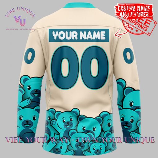 San Jose Barracuda Teddy Bear Toss Premium Special Edition Hockey Jersey