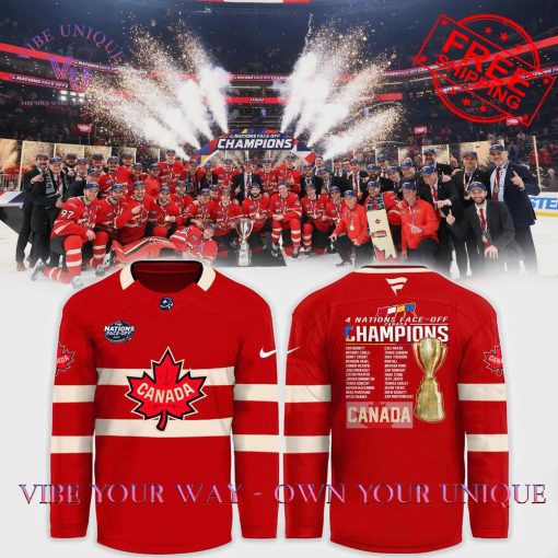 Team Canada 2025 Champions 4 Nations Face-Off Special Edition Red Jersey