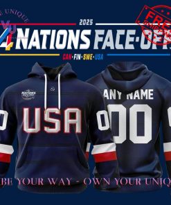 USA 4 Nations Face-Off Custom Name Limited Edition Hoodie