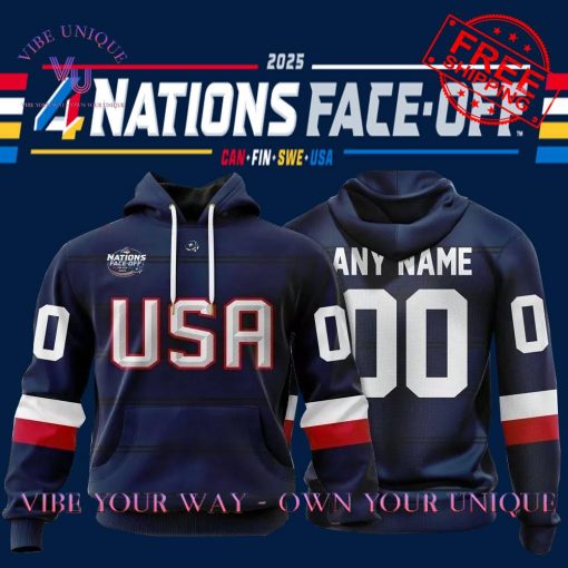 USA 4 Nations Face-Off Custom Name Limited Edition Hoodie