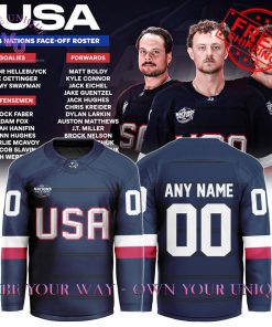 USA 4 Nations Face-Off Custom Name Limited Edition Hookey Jersey