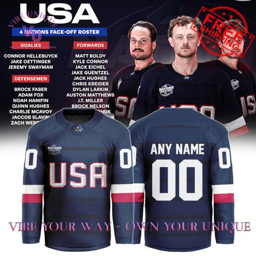 USA 4 Nations Face-Off Custom Name Limited Edition Hookey Jersey