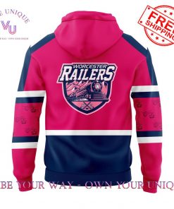 Worcester Railers Pink In The Rink Signed Anthony Repaci Limited Edition Hoodie