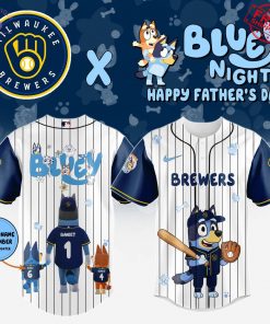 Bluey Night Happy Father’s Day 2025 Milwaukee Brewers Special Baseball Jersey
