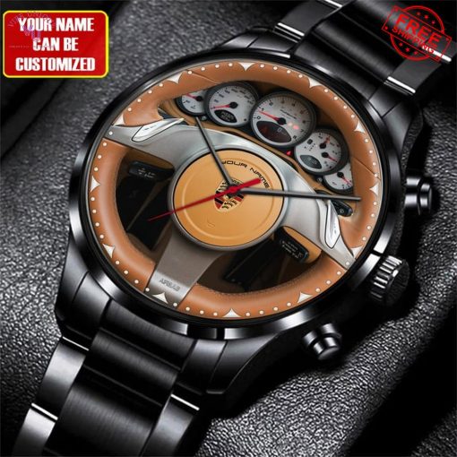 Porsche Wood Carbin Custom Name Limited Stainless Steel Watch