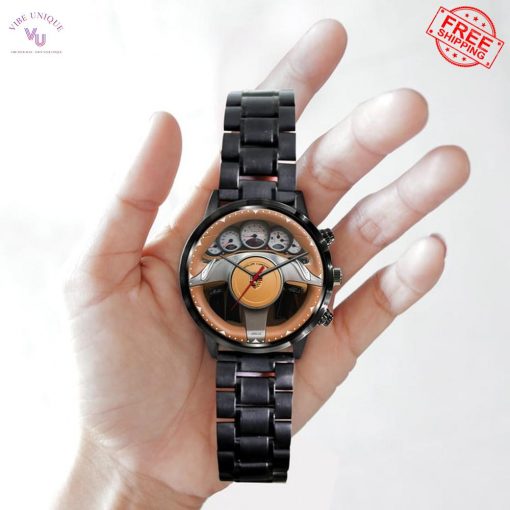 Porsche Wood Carbin Custom Name Limited Stainless Steel Watch