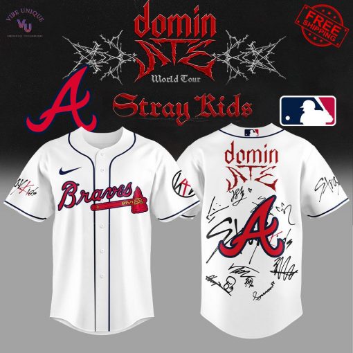 Atlanta Braves Stray Kids Domin ATE World Tour 2025 Limited Baseball Jersey