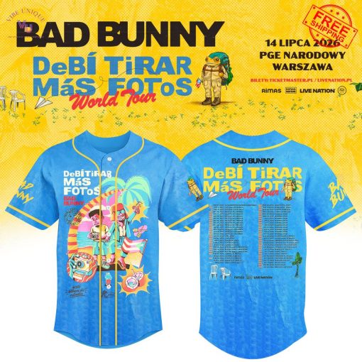 Bad Bunny Debi Tirar Mas Fotos World Tour 2026 Limited Baseball Jersey
