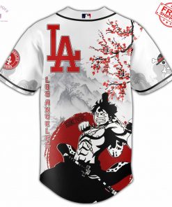 LA Dodgers x One Piece Peach Blossom 2025 Limited Baseball Jersey 3