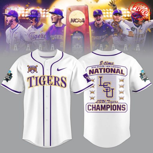LSU Tigers 8 Times National Champions 2025 Limited Baseball Jersey