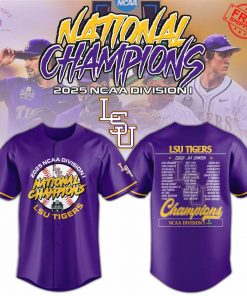 National Champions 2025 NCAA Division LSU Tigers Limited Baseball Jersey