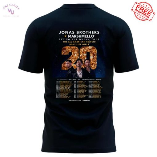 Philadelphia Phillies x Jonas Brothers x Marshmello Living The Dream Tour 2025 Limited T-Shirt