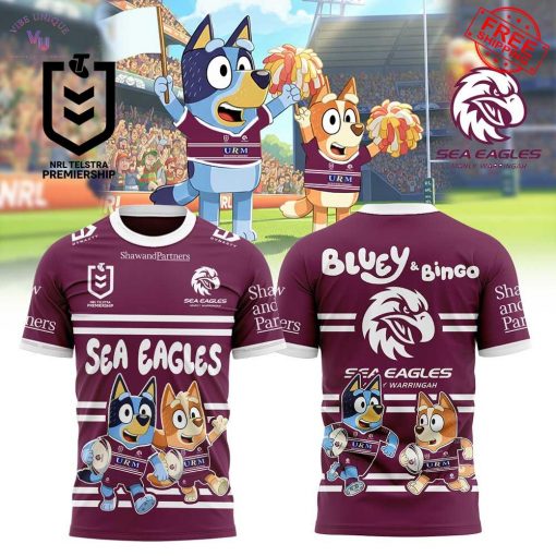 Manly Warringah Sea Eagles x Bluey and Bingo 2025 Limited Shirt Collection
